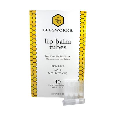 Beesworks Lip Balm Containers, Round Tubes | Pack of 40 | Clear, 0.15oz Containers with Caps, Made in USA | For DIY Lip Stick, Homemade Lip Balms