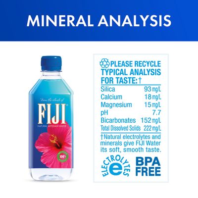 FIJI Natural Artesian Bottled Water 500mL / 16.9 Fl Ounce (Pack of 24) - 100 Natural Electrolytes