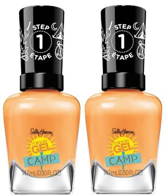 Sally Hansen Miracle Gel, Summer Camp Peach Retreat, Long Lasting, Gel-Like Formula, No UV Lamp Needed, Orange Nail Polish - Pack of 2