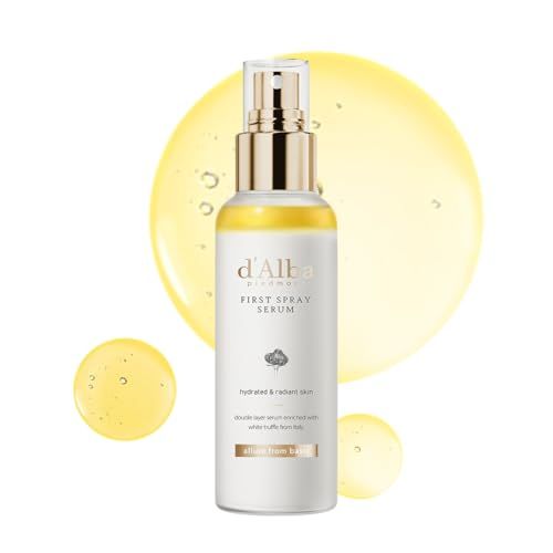 d&#39;alba Piedmont Italian White Truffle First Spray Serum, Vegan Skin Care, Light-weight Face Moisturizer, Glow Serum for Radiant Skin, Non Comedogenic, All In One Mist, Korean Skin Care (3.38 fl oz.)