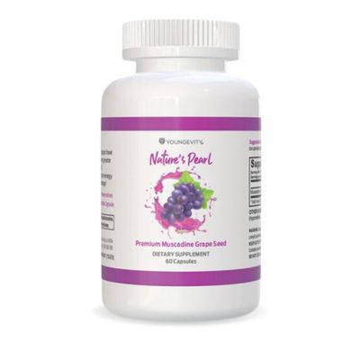 Youngevity Premium Muscadine Grape Seed - 650 mg - Nature&#39;s Pearl Antioxidant Superfood - Rich in Resveratrol, Ellagic-Acid, Quercetin, Anthocyandins, and More - 60 Servings