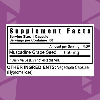 Youngevity Premium Muscadine Grape Seed - 650 mg - Nature's Pearl Antioxidant Superfood - Rich in Resveratrol, Ellagic-Acid, Quercetin, Anthocyandins, and More - 60 Servings