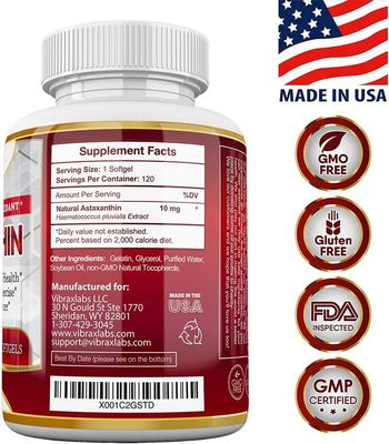 Astaxanthin 10mg Supplement/Best Pure Antioxidant from Microalgae, Helps Skin Care &amp; Eye, Arthritic Joints, Healthy Aging, Boosting Energy, 120 Non-GMO Softgels - Premium Astaxanthin Supplements