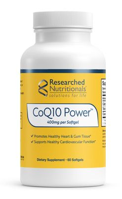 Researched Nutritionals CoQ10 400mg Softgels - CoQ10 Power - Therapeutic-Strength Coenzyme Q10 Supplement - Support Natural Energy &amp; Immune Function, Promote Healthy Heart &amp; Gum Tissue (60 Softgels)