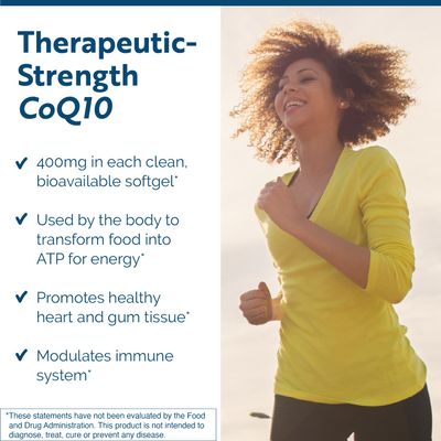 Researched Nutritionals CoQ10 400mg Softgels - CoQ10 Power - Therapeutic-Strength Coenzyme Q10 Supplement - Support Natural Energy &amp; Immune Function, Promote Healthy Heart &amp; Gum Tissue (60 Softgels)