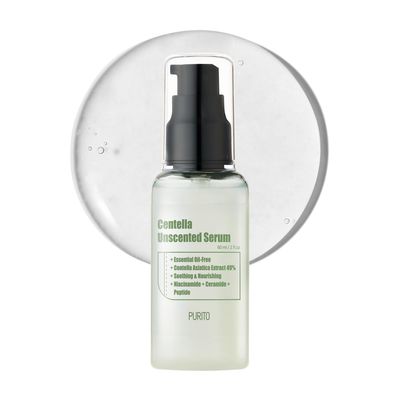 PURITO Centella Unscented Serum, for All Skin Types, Ampoule, Soothing, Calming, Facial Serum for face, Vegan &amp; Cruelty-Free, Korean Skin Care, 60ml 2fl.oz