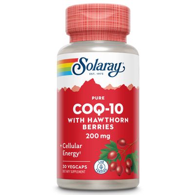 SOLARAY Pure CoQ-10 200 mg | Healthy Heart Function &amp; Cellular Energy Support | Enhanced with Herb Blend | 30 VegCaps