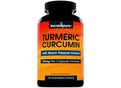 Turmeric Curcumin Supplement w/ BioPerine - 755mg Per Capsule, 120 Veggie Caps by Curcumin Incredipure