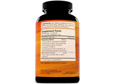 Turmeric Curcumin Supplement w/ BioPerine - 755mg Per Capsule, 120 Veggie Caps by Curcumin Incredipure