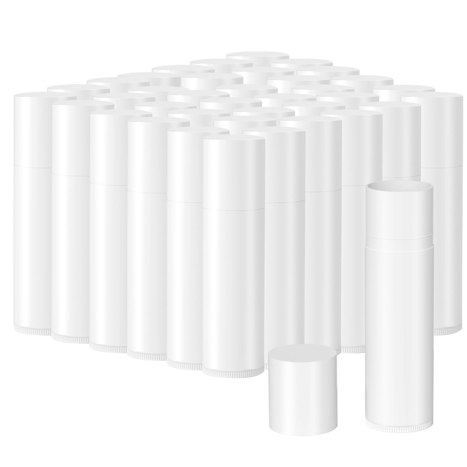 Youfuyi Lip Balm Container Round Tube 50 theclear empty tubes with lid for DIY lipstick, homemade Lip Balm (5.5 ml), BPA Free (White)