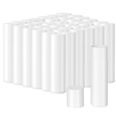 Youfuyi Lip Balm Container Round Tube 50 theclear empty tubes with lid for DIY lipstick, homemade Lip Balm (5.5 ml), BPA Free (White)