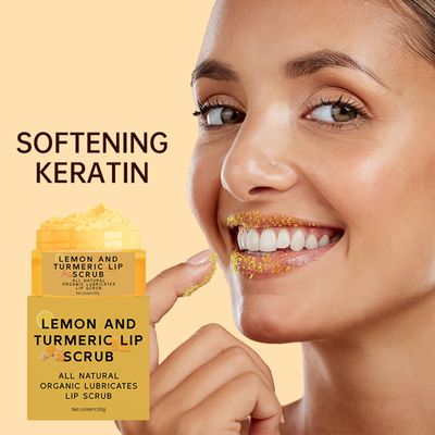 Turmeric Lemon Lip Scrub for Dark Lips, Exfoliating Lip Scrub with Aloe Vera, Scrub &amp; Nourish Sugar Lip Scrub, Natural Scrub &amp; Turmeric Lip Scrub and Balm for Dry, Chapped, Reduce Fine Lines Lip