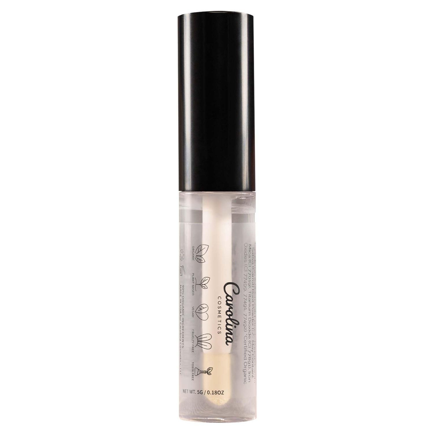 Carolina COSMETICS - Clear Quartz Lip Gloss with Sunflower Seed Oil - Hydrating, Vegan, Non-Sticky - With Cacao &amp; Grape Seed Oils - 5g/0.18oz