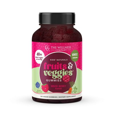 Kids&#39; Fruit &amp; Veggie Gummy Supplement | 120 Gummies - 2 Month Supply | Delivers Complete Daily Dose of Recommended Fruits and Veggies | Vegan, Non-GMO, Gluten-Free