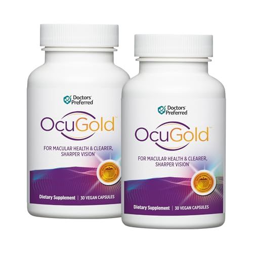 DOCTORS&#39; PREFERRED Clinical-Grade OcuGold Eye Vitamins with Lutein and Zeaxanthin for Macula &amp; Retina Health, Digital Eye Strain, Eye Fatigue and Visual Performance | 60 Vegan Capsules
