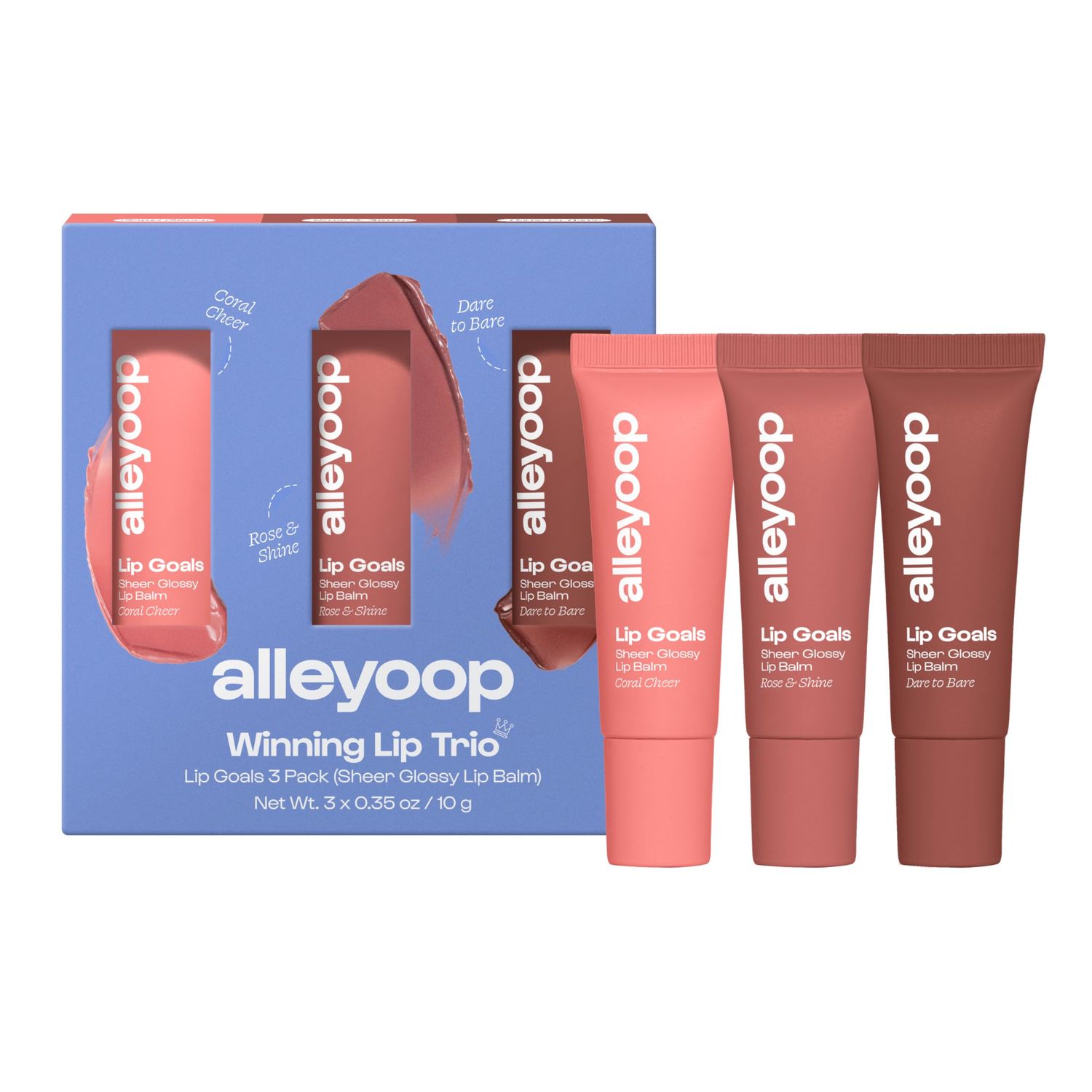 ALLEYOOP Lip Goals Trio, 3-Piece Lip Balm Set - Hydrating &amp; Moisturizing Lip Care for Cracked Lips - Natural Plumping Lip Moisturizer That Smooths, Soothes, &amp; Protects - Vegan
