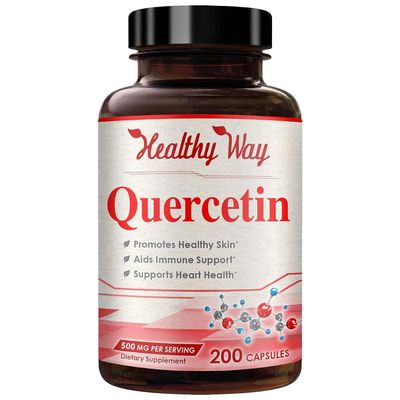 Healthy Way Pure Quercetin 500mg Supplement - 200 Capsules - Quercetin Dihydrate to Support Cardiovascular Health