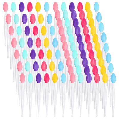 Acshio 100 Pack Lip Scrub Brushes, Double Sided Silicone Exfoliating Lip Brush, Soft Lip Facial Cleaning Scrubber Tool for Smoother and Fuller Lip Appearance