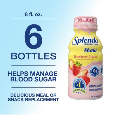 SPLENDA Diabetes Care Shakes - Meal Replacement Shake, 8 Fluid Ounces Per Bottle (Strawberry Cream, 6 Pack)