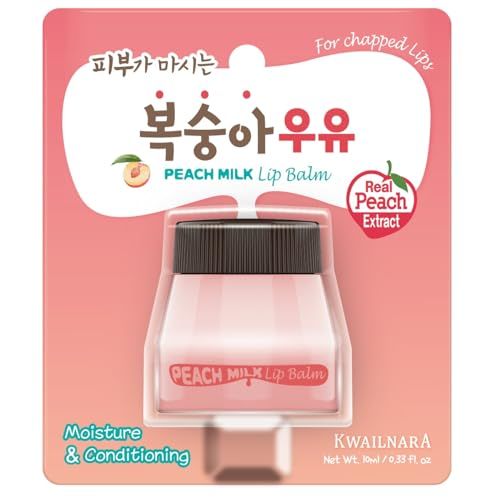 WELCOS Kwailnara Milk Lip Balm with Royal Jelly &amp; Milk Extracts for Hydrating and Nourishing Care | Korean Lip Care | Peach Flavor | Adds Natural Tint and Shine | 10 ml / 0.33 Fl Oz