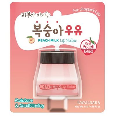 WELCOS Kwailnara Milk Lip Balm with Royal Jelly &amp; Milk Extracts for Hydrating and Nourishing Care | Korean Lip Care | Peach Flavor | Adds Natural Tint and Shine | 10 ml / 0.33 Fl Oz