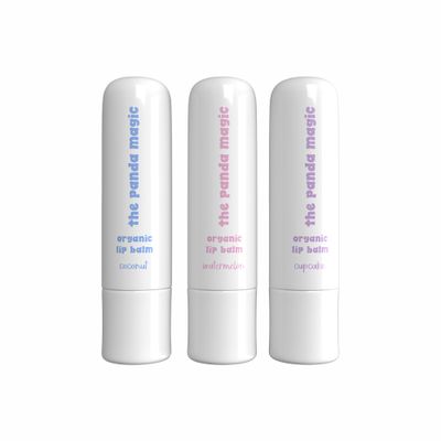 The Panda Magic Organic Lip Balm Set- All-Natural, Moisturizing, Soothing Lip Mask and Hydrating Lip Treatment for Chapped Lips - Delicious Watermelon, Vanilla Cupcake, and Coconut Flavor