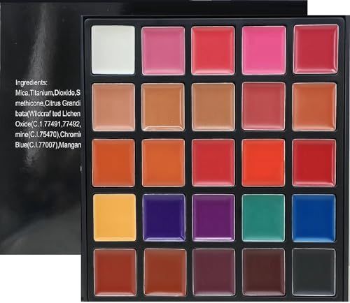 YARLADY 25 color Lipstick Lip Gloss Palette 24H Long-lasting moisturizing Waterproof matte Lip Palette Makeup,Pigmented Festival Halloween Body Face Paint Matte Lipstick Set