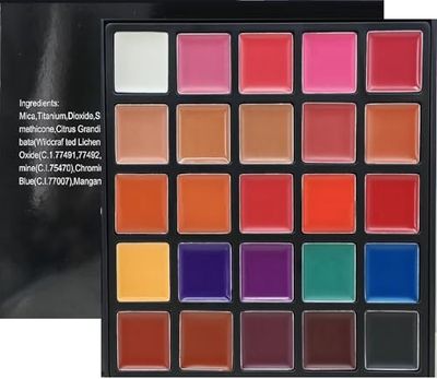 YARLADY 25 color Lipstick Lip Gloss Palette 24H Long-lasting moisturizing Waterproof matte Lip Palette Makeup,Pigmented Festival Halloween Body Face Paint Matte Lipstick Set