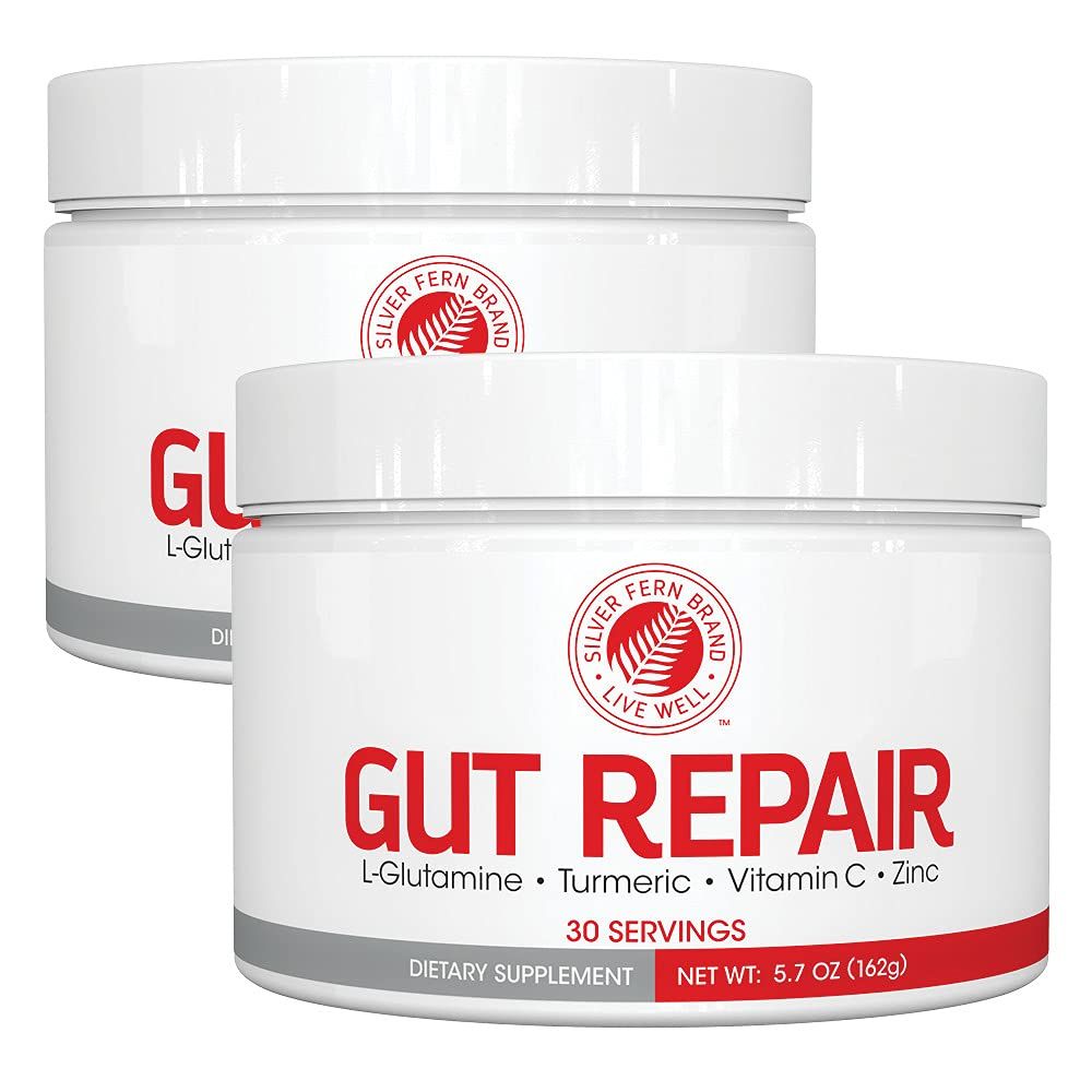 Silver Fern Gut Repair - Digestive Health Supplement Powder - L-Glutamine, Curcumin, Zinc &amp; Ascorbic Acid (2 Tubs - 60 Servings)