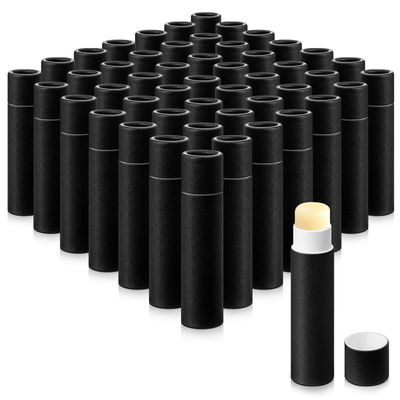 Fuyoooo 50 Pcs 5g Paperboard Lip Balm Tubes Empty Cardboard Lipstick Tubes Refillable Lip Gloss Perfume Container for DIY for Lipstick, Lip Gloss, Deodorant, Solid Perfume, Black