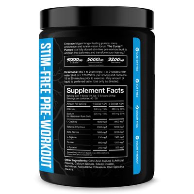 JNX SPORTS The Curse! Pump - Stim-Free Pre-Workout | Blue Raspberry 40 Serves | Caffeine-Free Pump Pre Workout, Non-Stim Nitric Oxide Preworkout for Men & Women