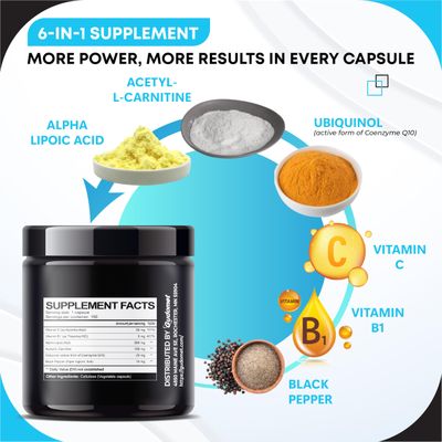 GUDOMET Ultra Alpha Lipoic Acid with CoQ10, Vitamin C &amp; B1 - Supports Brain Health &amp; Antioxidant Defense - 150 Capsules, Made in USA