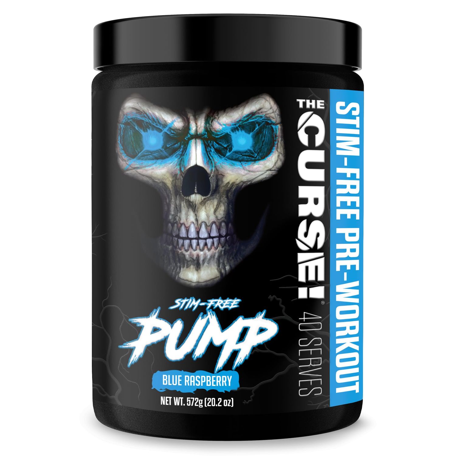 JNX SPORTS The Curse! Pump - Stim-Free Pre-Workout | Blue Raspberry 40 Serves | Caffeine-Free Pump Pre Workout, Non-Stim Nitric Oxide Preworkout for Men &amp; Women