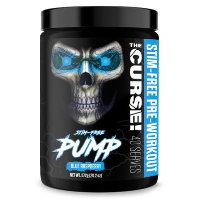 JNX SPORTS The Curse! Pump - Stim-Free Pre-Workout | Blue Raspberry 40 Serves | Caffeine-Free Pump Pre Workout, Non-Stim Nitric Oxide Preworkout for Men &amp; Women