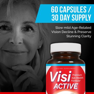 VisiActive Vision Support Supplement - Eye Health Formula with L-Tartrate, Resveratrol, Blueberry Extract, Vitamins A, C, D &amp; 11 Ingredients for Vision Support - 60 Capsules/Bottle - 6 Pack