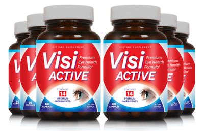 VisiActive Vision Support Supplement - Eye Health Formula with L-Tartrate, Resveratrol, Blueberry Extract, Vitamins A, C, D &amp; 11 Ingredients for Vision Support - 60 Capsules/Bottle - 6 Pack