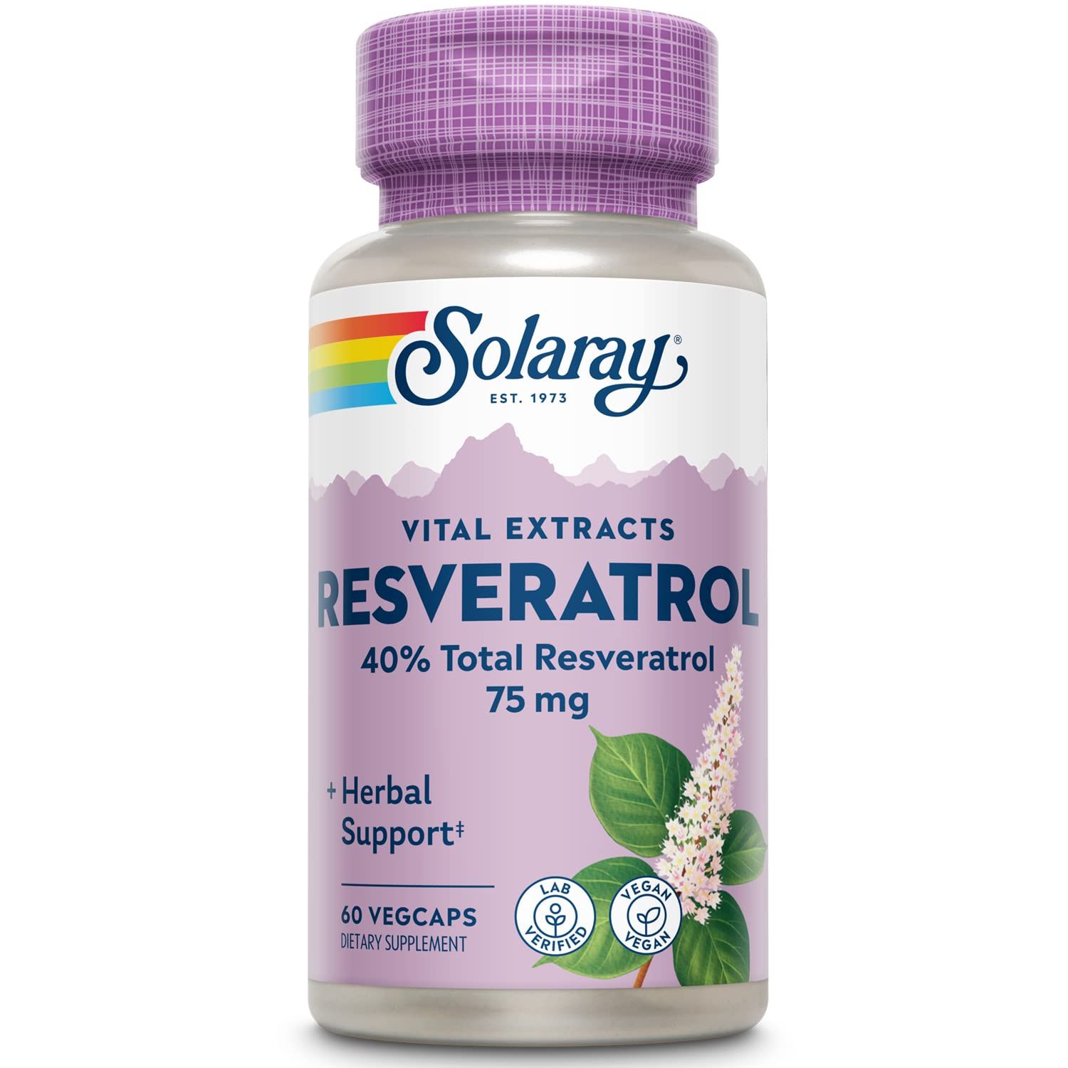SOLARAY Guaranteed Potency Resveratrol, Veg Cap (Btl-Plastic) 75mg | 60ct