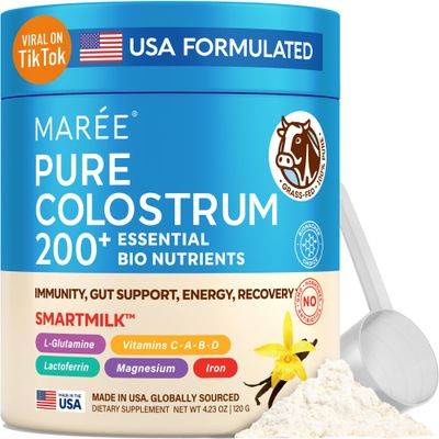 MAREE Colostrum Supplement - Bovine Colostrum Powder for Women &amp; Men for Gut Health - Grass Fed Colustrum Immune Support Supplement Gut Health for Women with L Glutamine - Calostro Bovino Para Adultos