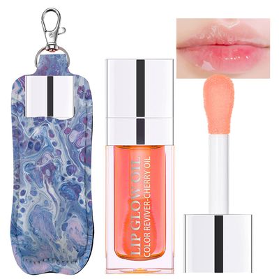 Hydrating Lip Glow Oil, Plumping Watery Lip Gloss, Refreshing Moisturizing Lip Oil Tinted Lip Balm, Lasting Nourishing Revitalizing Lip Tint Lip Care (01 Pink)