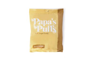 Papa&#39;s Puffs Banana Pudding Flavored Pure Sugar Candy - Individually Wrapped in 5.05oz Bag - Fat-Free, Gluten-Free, Cholesterol-Free - Manufactured in the USA
