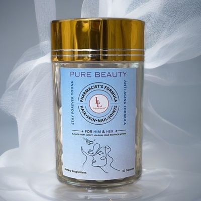 Pure Beauty by LL Supplement - Pharmacist-Formulated Anti-Aging Collagen, NR, Resveratrol, Hyaluronic Acid, CoQ10 - Glow, Hydrate, Renew from Within - 60 Capsules