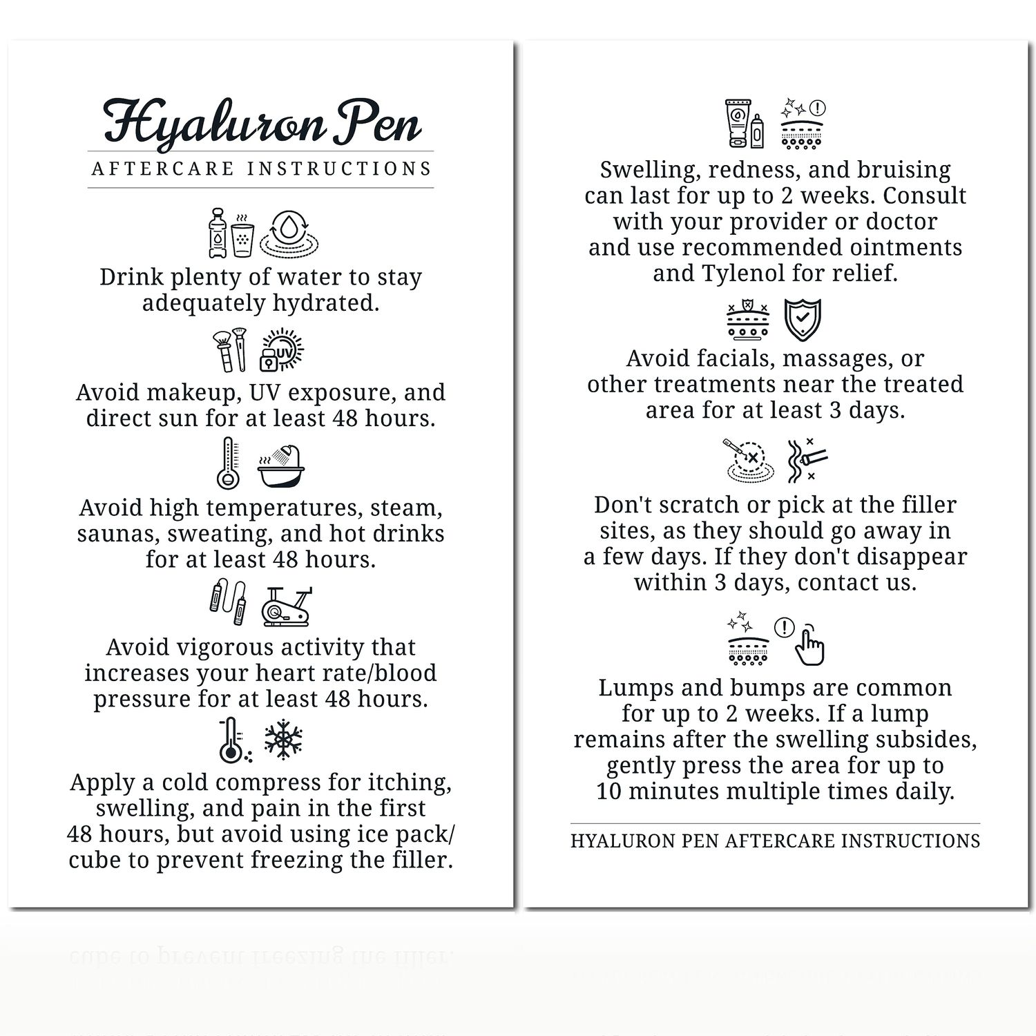 Havongki - 100 Pack - Premium Hyaluron Pen Lip Filler Aftercare Instructions Card 2 x 3.5&quot; Accessories Supplies Kit Care - HP07A100_N