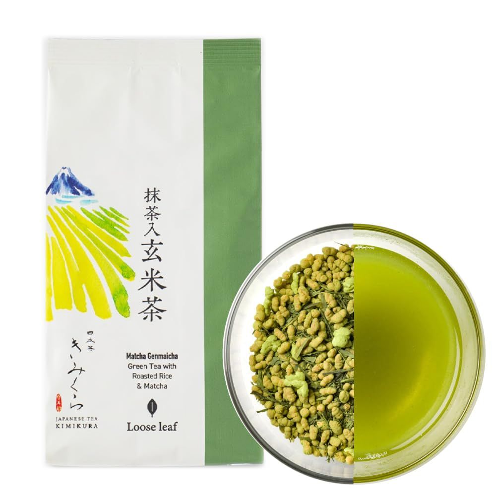 Matcha Genmaicha -Green Tea with Roasted rice &amp; Matcha -Loose leaf 100g/3.5oz -from Japan | Japanese Tea KIMIKURA