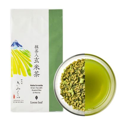 Matcha Genmaicha -Green Tea with Roasted rice &amp; Matcha -Loose leaf 100g/3.5oz -from Japan | Japanese Tea KIMIKURA