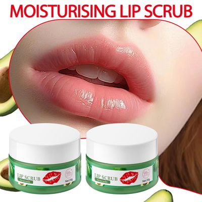 2PCS Avocado Conditioning Lip Scrub Kit,Moisturizing Lip Sleeping Mask Long Lasting Hydrating Lip Scrubber Exfoliator Lip Care Products for Men &amp; Women