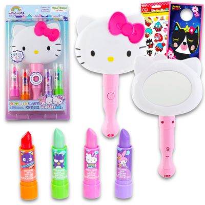 Hello Kitty Lip Balm Set - 4 Pack Plus Light Up Mirror, Stickers &amp; More