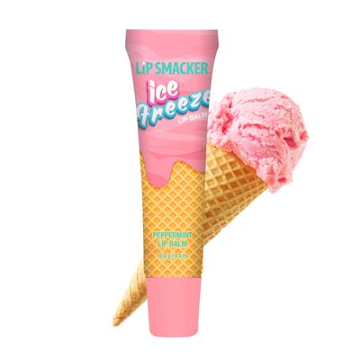 Lip Smacker Ice Freeze Balm, Ultra-Hydrating &amp; Cooling Lip Balm with Refreshing Flavor, Sheer Tint &amp; Minty Sensation, Soft-Served Creamy Formula, Moisturizing &amp; Nourishing Lip Care - Peppermint