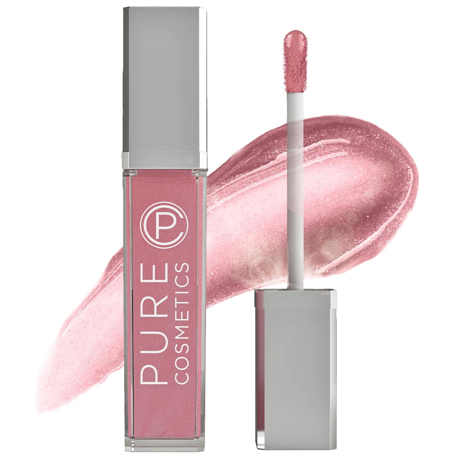 Pure Cosmetics Pure Illumination Lip Gloss - LED-lit Applicator w/Side Mirror - Non-Sticky, Moisturizing &amp; Hydrating Lip Glosses - Soothes &amp; Protects Dry Chapped Lips (Pouty Pink)