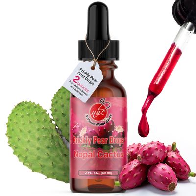 Natural Home Cures Prickly Pear Nopal Cactus Supplement - Liquid Concentrated Drops - Cactus Fruit Extract Tincture - Rich in Betalains, Potent &amp; Bioavailable - No Additives - 2 oz (Pack of 1)