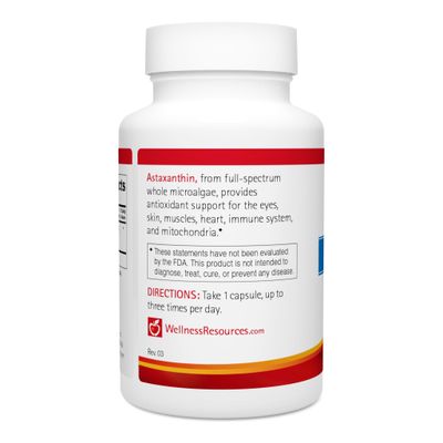Wellness Resources Astaxanthin 6 mg | Wholefood Microalgae Haematococcus Pluvialis | High Potency Whole Algae Astapure | Astaxanthin Nutritional Supplement | 90 Capsules